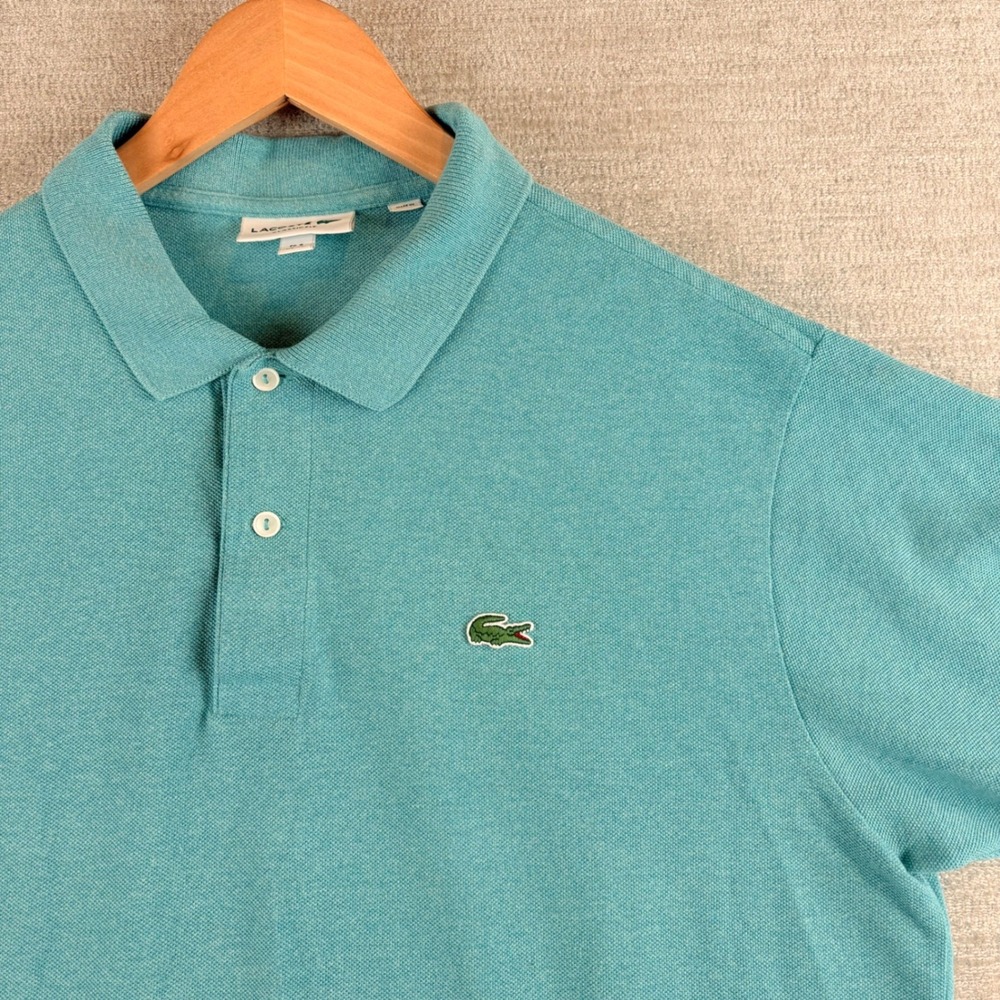 Lacoste Classic Fit L.12.12 Heathered Polo Shirt Mens XL Teal Green Cotton L1264